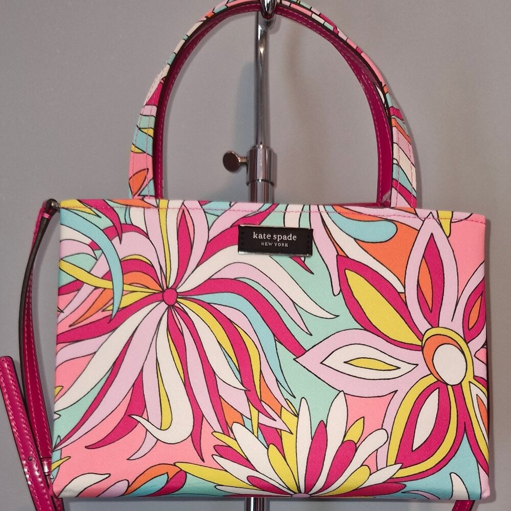 KATE SPADE SAM ICON ANEMONE FLORAL TOTE BAG KB939 MULTI-COLOR